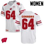 Women's Wisconsin Badgers NCAA #64 Brett Connors White Authentic Under Armour Stitched College Football Jersey MS31Q38YH